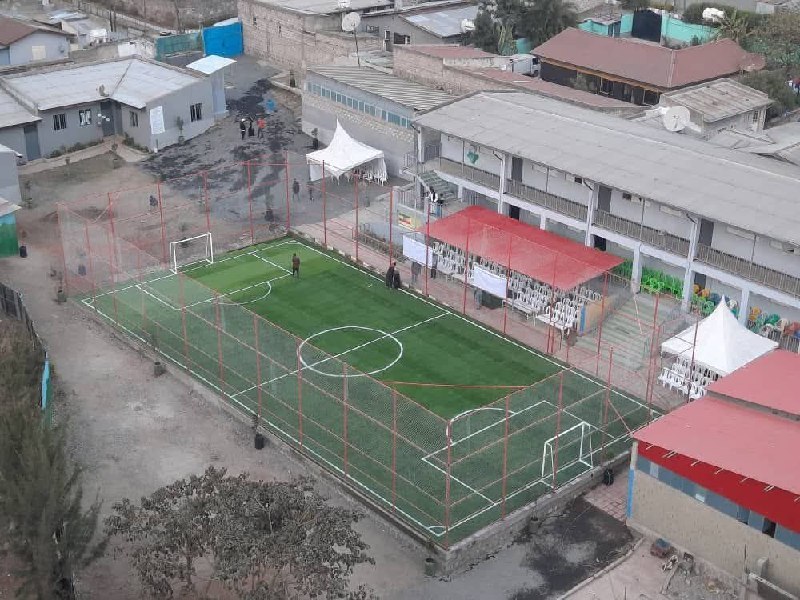 Aerial view of the Abadir School futsal pitch