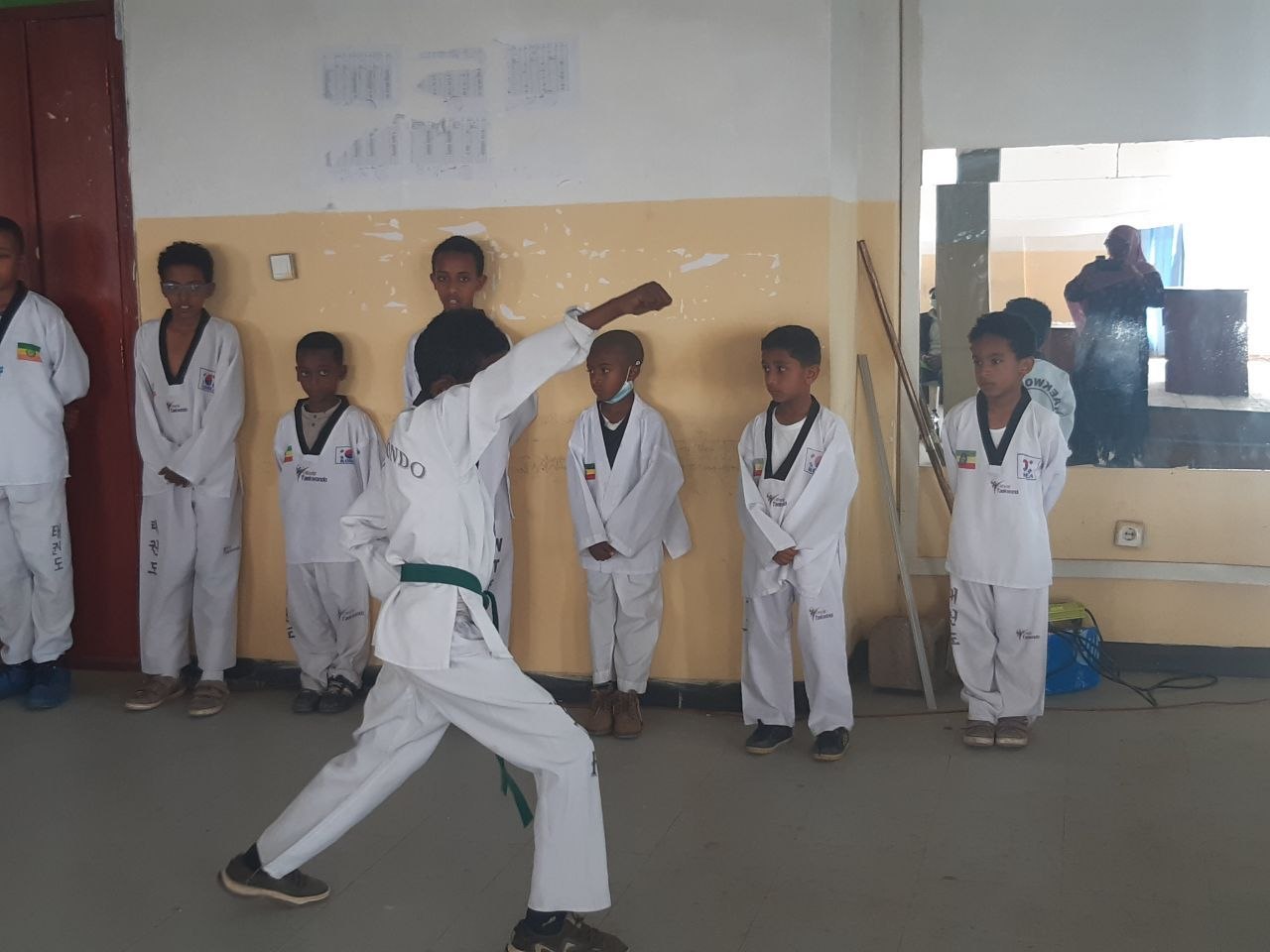 Students practicing Taekwondo